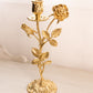 Vintage Hampton Brass Tall Brass Gold Tone Floral Candleholder