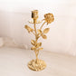 Vintage Hampton Brass Tall Brass Gold Tone Floral Candleholder