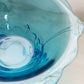 Vintage Heavy Fancy Blue Glass 3-Toed Bowl