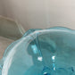 Vintage Heavy Fancy Blue Glass 3-Toed Bowl