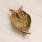 Vintage Heavy Small Gold Tone Brass Owl Dish