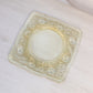 Vintage Heisey Square Sahara Yellow Glass Plate with Ornate Designs