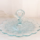 Vintage Ice Blue Jeannette Glass Feather Handled Tidbit Tray