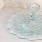 Vintage Ice Blue Jeannette Glass Feather Handled Tidbit Tray