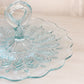 Vintage Ice Blue Jeannette Glass Feather Handled Tidbit Tray