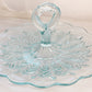 Vintage Ice Blue Jeannette Glass Feather Handled Tidbit Tray