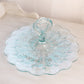 Vintage Ice Blue Jeannette Glass Feather Handled Tidbit Tray