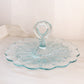 Vintage Ice Blue Jeannette Glass Feather Handled Tidbit Tray