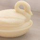 Vintage Imperial Glass Cream Milk Glass Swan Lidded Dish
