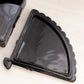 Vintage Imperial Glass Fan Shaped Black Glass Lidded Dish