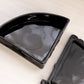 Vintage Imperial Glass Fan Shaped Black Glass Lidded Dish