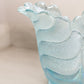 Vintage LE Smith Glass Light Blue Iridescent Leaf Vase