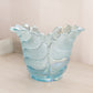 Vintage LE Smith Glass Light Blue Iridescent Leaf Vase