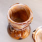 Vintage Imperial Glass Medium Brown Caramel Slag Owl Lidded Dish
