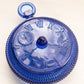 Vintage Imperial Glass Pocket Watch Clock Blue Glass Lidded Dish
