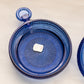 Vintage Imperial Glass Pocket Watch Clock Blue Glass Lidded Dish
