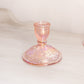 Vintage Imperial Short Pink Floral Iridescent Glass Candlestick