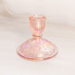 Vintage Imperial Short Pink Floral Iridescent Glass Candlestick