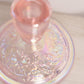 Vintage Imperial Short Pink Floral Iridescent Glass Candlestick