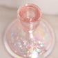 Vintage Imperial Short Pink Floral Iridescent Glass Candlestick