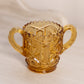 Vintage Imperial Small Amber Glass Toothpick Holder with 2 Handles