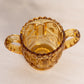 Vintage Imperial Small Amber Glass Toothpick Holder with 2 Handles