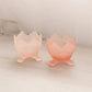 Vintage Imperial Small Pink Satin Glass 3-Toed Floral Dishes (Set of 2)