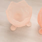 Vintage Imperial Small Pink Satin Glass 3-Toed Floral Dishes (Set of 2)