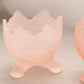Vintage Imperial Small Pink Satin Glass 3-Toed Floral Dishes (Set of 2)