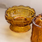 Vintage Indiana Glass Amber Stars & Bars Fairy Lamp Candleholder