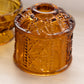 Vintage Indiana Glass Amber Stars & Bars Fairy Lamp Candleholder