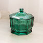 Vintage Indiana Octagonal Dark Green Glass Lidded Dish