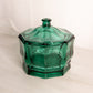 Vintage Indiana Octagonal Dark Green Glass Lidded Dish