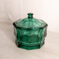 Vintage Indiana Octagonal Dark Green Glass Lidded Dish