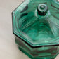 Vintage Indiana Octagonal Dark Green Glass Lidded Dish