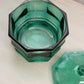 Vintage Indiana Octagonal Dark Green Glass Lidded Dish