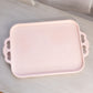 Vintage Jeannette Glass Large Rectangular Pink Milk Glass Handled Tray