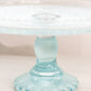 Vintage Jeannette Glass Light Blue Cake Stand with Fancy Details