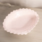 Vintage Jeannette Glass Oval Shell Pink Glass Bowl w/ Diamond Designs