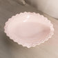 Vintage Jeannette Glass Oval Shell Pink Glass Bowl w/ Diamond Designs