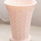 Vintage Jeannette Glass Shell Pink Milk Glass Crosshatch Vase