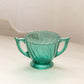 Vintage Jeannette Glass Swirl Ultramarine Blue Green Glass Sugar Bowl