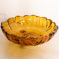 Vintage Large Amber Bowl Flower Shaped Bowl with 3 Toes