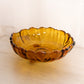 Vintage Large Amber Bowl Flower Shaped Bowl with 3 Toes