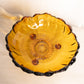 Vintage Large Amber Bowl Flower Shaped Bowl with 3 Toes