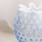 Vintage Large Blue Opalescent Glass Footed Crimped Hobnail Vase