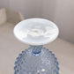 Vintage Large Blue Opalescent Glass Footed Crimped Hobnail Vase