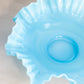 Vintage Large Blue Ruffle Bowl
