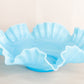 Vintage Large Blue Ruffle Bowl