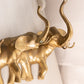 Vintage Large Brass 3 Elephant Wall Hanging Decor Accent